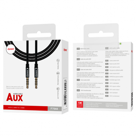 Câble Audio Prise Jack à Jack - D-power F7044/B7044 - 1M Noir