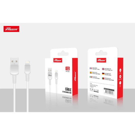 Câble USB / Lightning 2.4A FASR FS-CA3I - 1M - Blanc