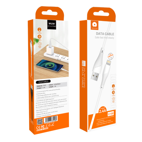 Câble USB / Lightning 2.4A 1m blanc - X196