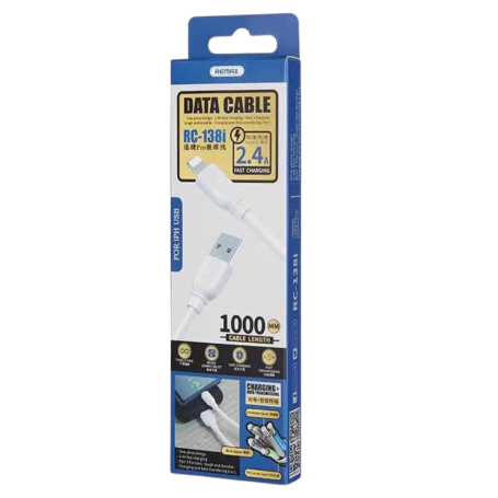 Câble USB / Lightning 2.4A Remax RC-138i - 1M - Blanc