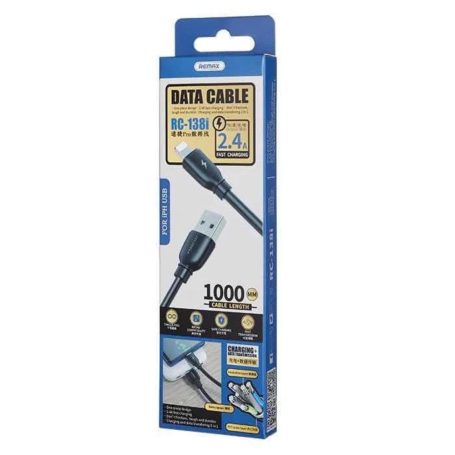 Câble USB / Lightning 2.4A Remax RC-138i - 1M - Noir