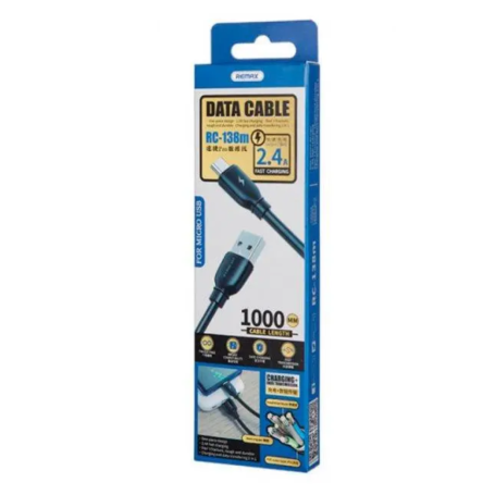 Câble USB / Micro-USB 2.4A Remax RC-138m - 1M - Noir