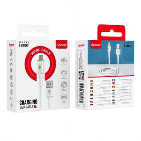 Câble USB / Micro USB- D-power F6007 - 1M Blanc