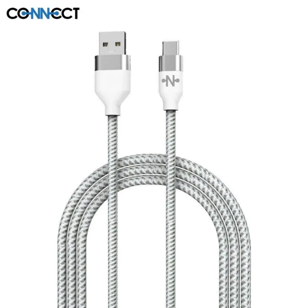 Câble Data USB vers USB-C CONNECT MC-CCB4 Nylon Tressé 15W (1m) Blanc