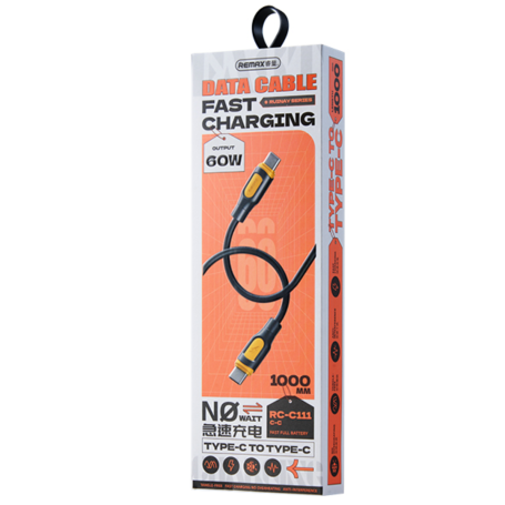 Câble USB-C / USB-C Charge Rapide 60W REMAX Série Ruinay RC-C111 - 1M - Noir
