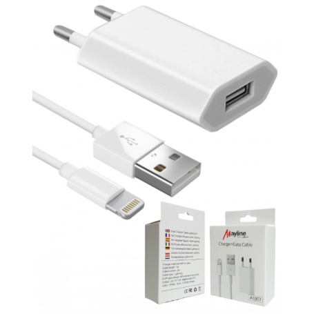 Kit Chargeur 5W Câble USB vers Lightning 1M (Mayline)