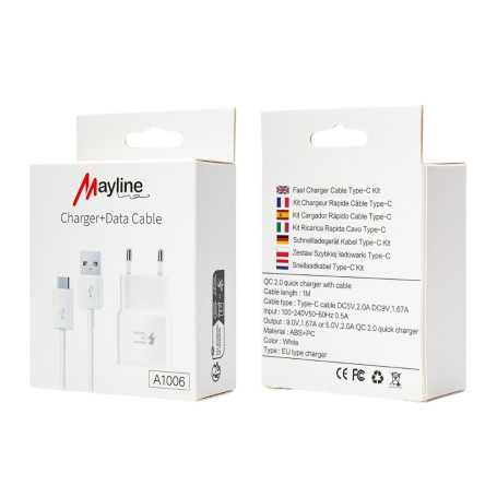Kit Chargeur 10W Câble USB vers Type-C 1M (Mayline)