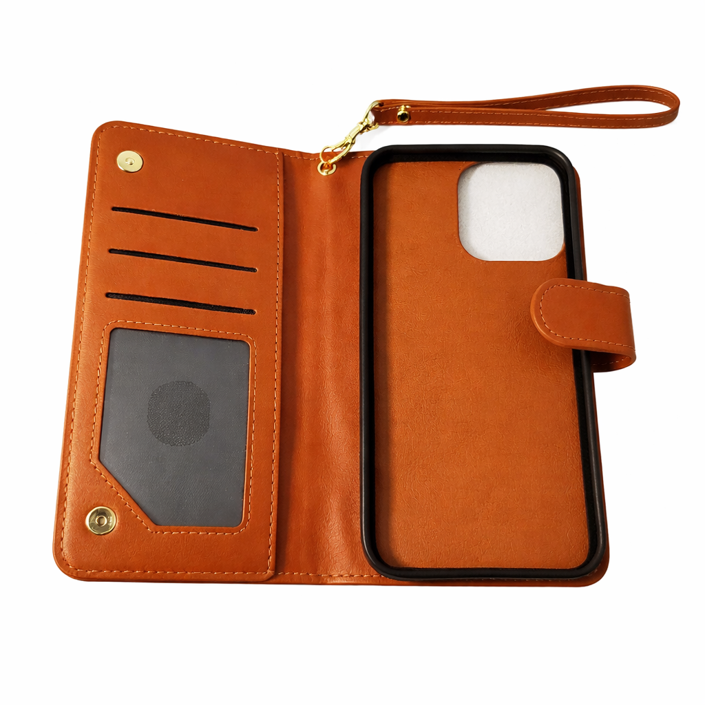 Étui portefeuille à rabat avec cordon Brun IPhone