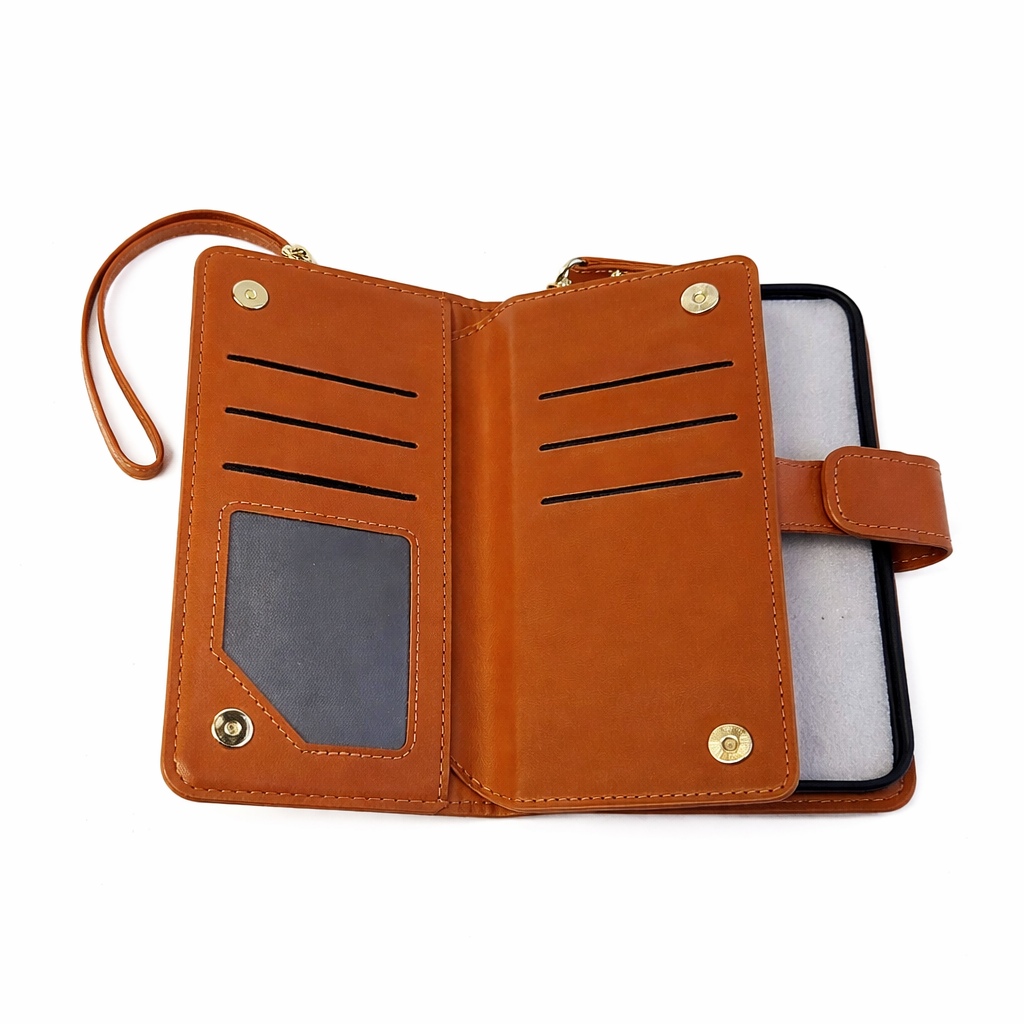 Étui portefeuille à rabat avec cordon Brun IPhone