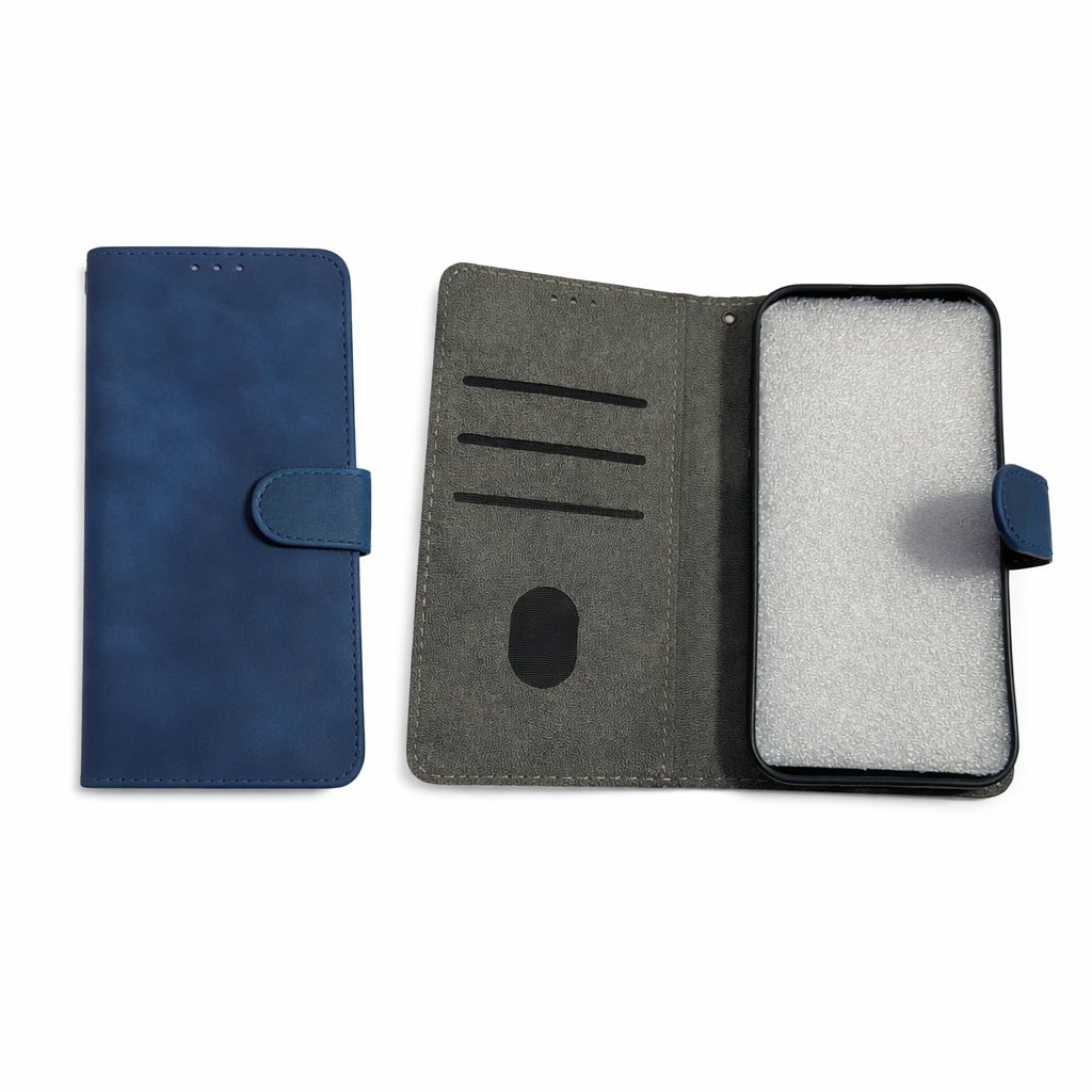 Étui portefeuille en similicuir élégant Bleu Marine IPhone