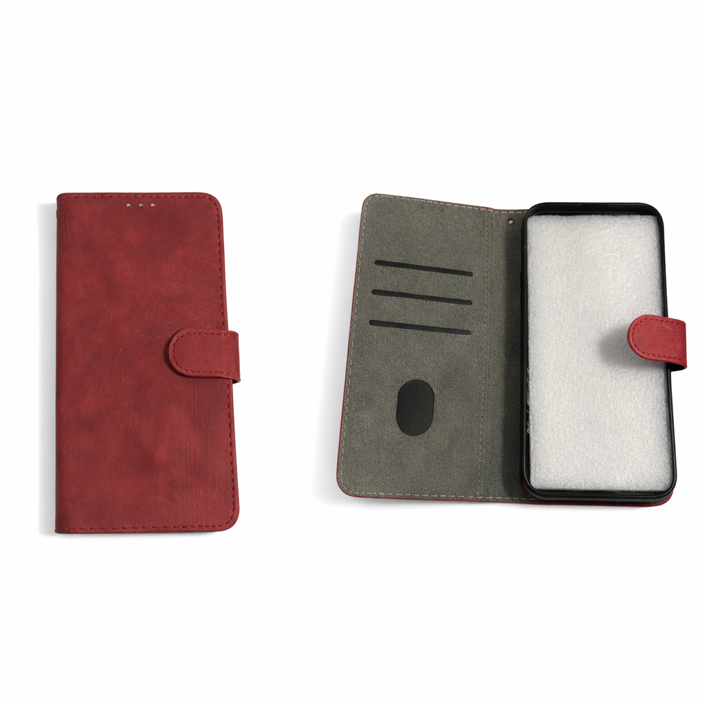 Étui portefeuille en similicuir élégant rouge IPhone