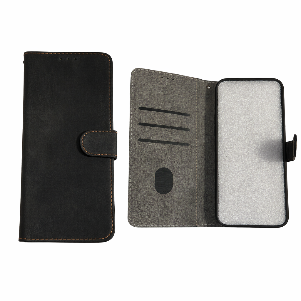 Étui portefeuille en similicuir élégant Noir IPhone