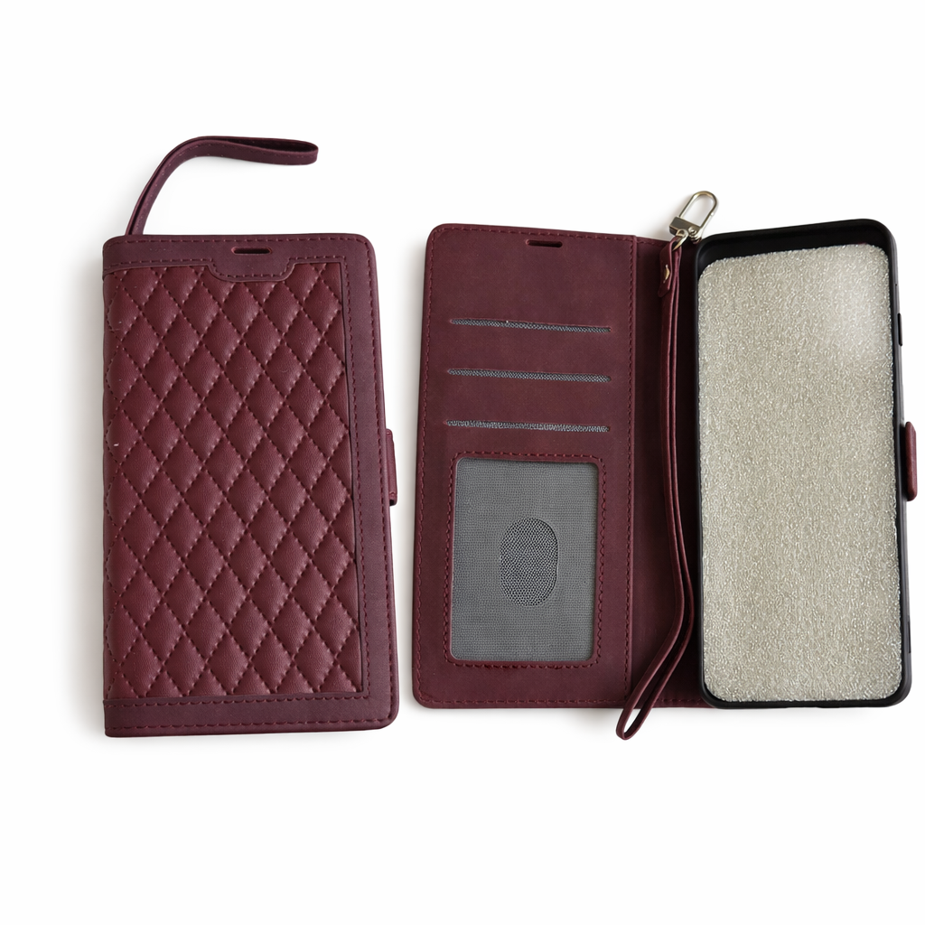 Étui à rabat en cuir avec cordon Rouge Samsung