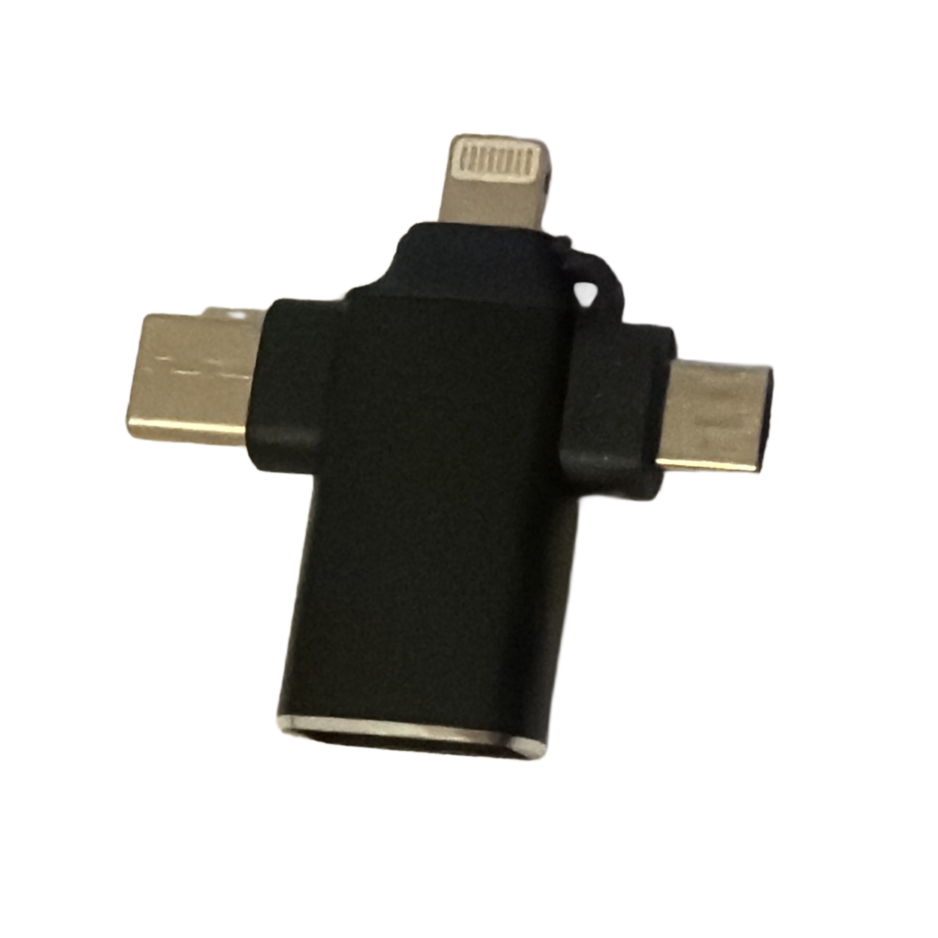 Adaptateur 3 en 1 Micro-USB/Type-C/Lightning vers USB-A Femelle Noir