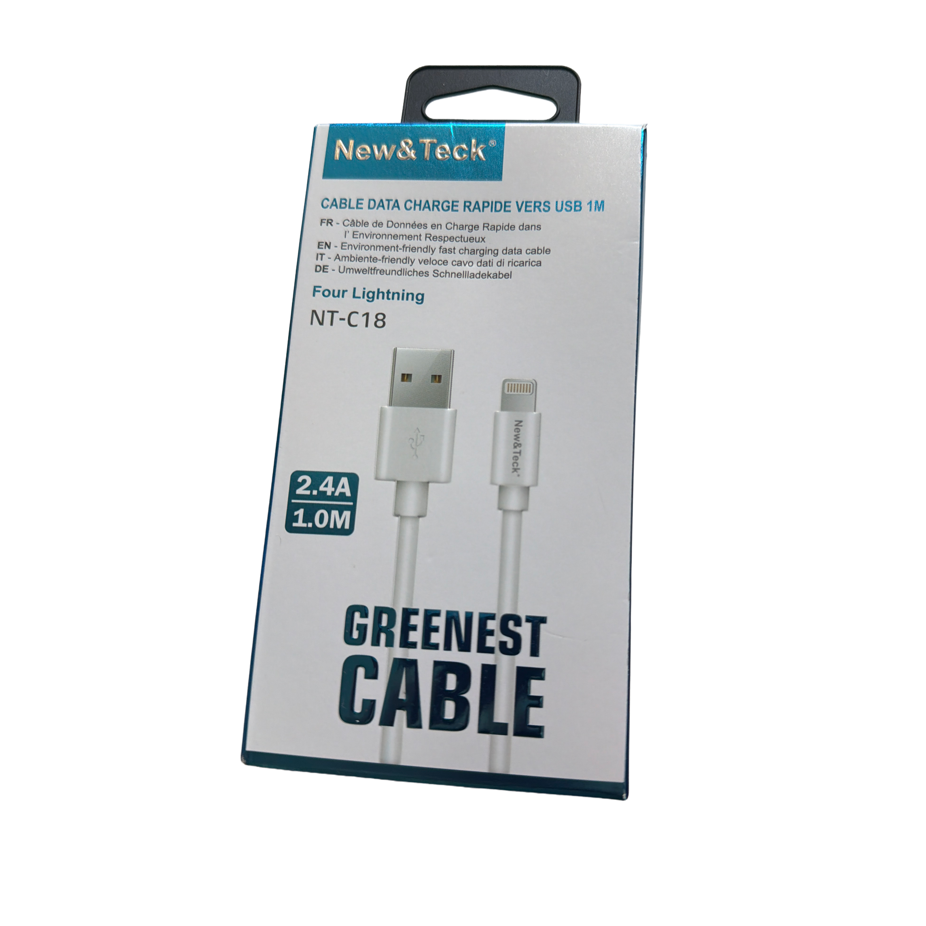 Câble Lightning New&Tech 1M 2,4A Blanc