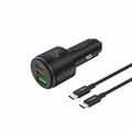 Chargeur voiture C25 (USB-A + 2x USB-C) 95W + Câble USB-C / USB-C Foneng C25 Noir